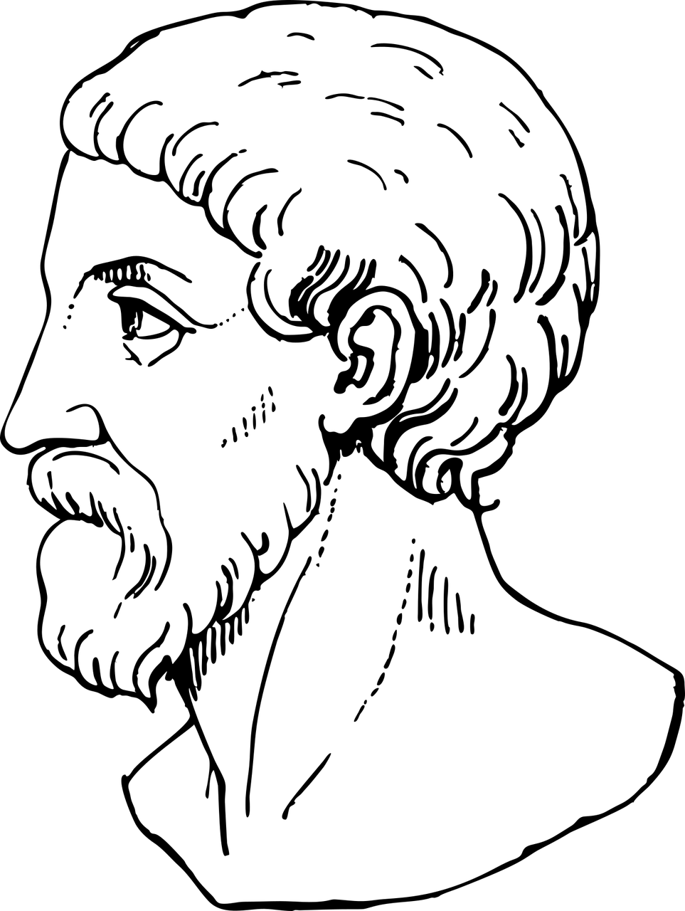 Ilustración de Pitágoras enseñando geometría con un compás y una tabla, símbolo del teorema de Pitágoras y los principios de las matemáticas en la Antigua Grecia