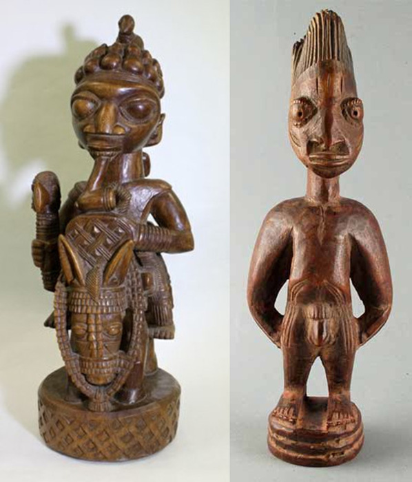 Figurillas de madera talladas del Imperio Oyo (siglos XVII al XIX d.C.), encontradas en lo que hoy es el sur de Nigeria. El gran Imperio Oyo y sus legendarios guerreros africanos