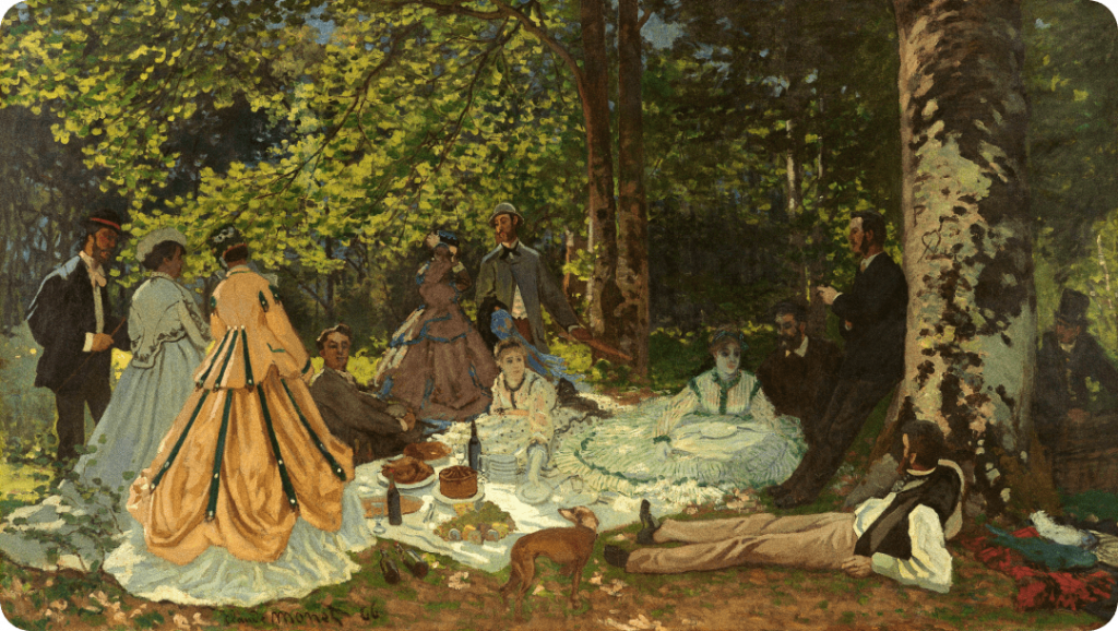 K. Monet. "Desayuno sobre la hierba" (1866)