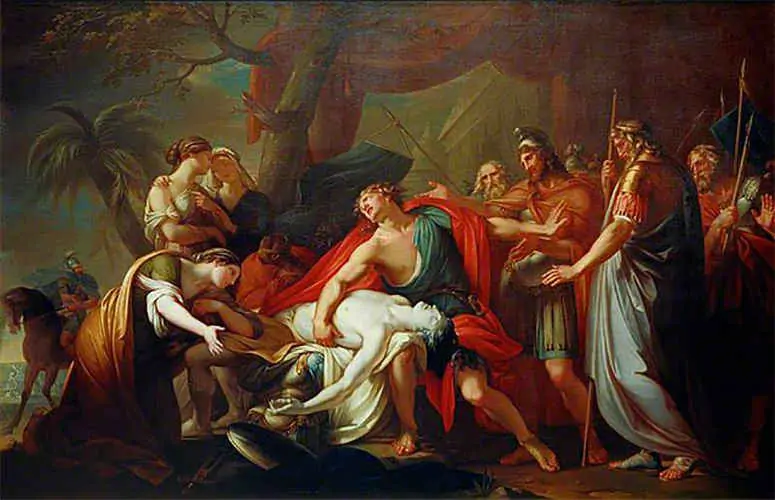 Aquiles de luto por la muerte de Patroclo, Gavin Hamilton, entre 1760 y 1763