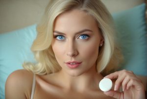 Mujer con pastilla