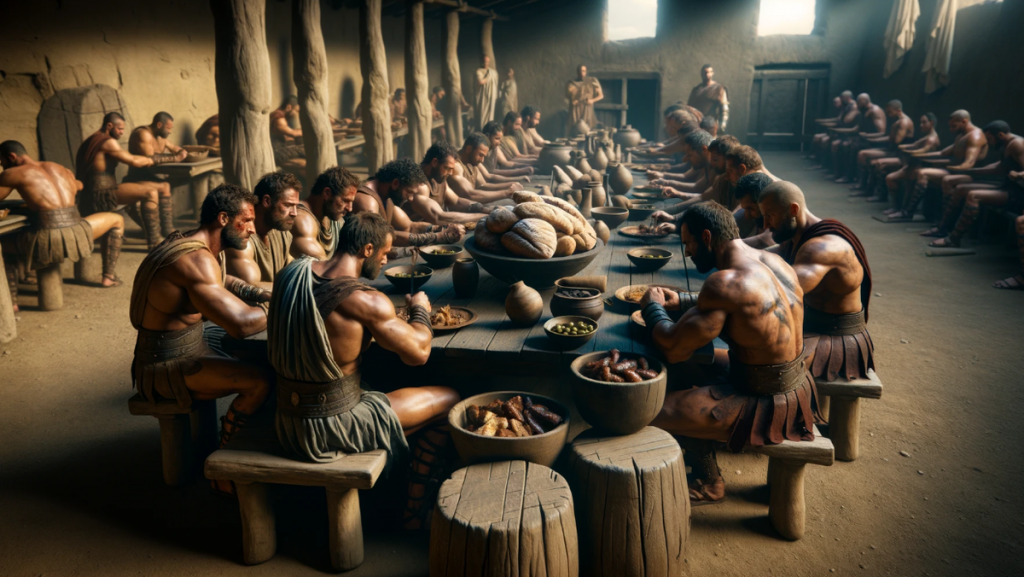 Gladiadores comiendo