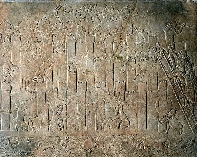 Relieve mural que representa la caída de la ciudad en manos de los asirios