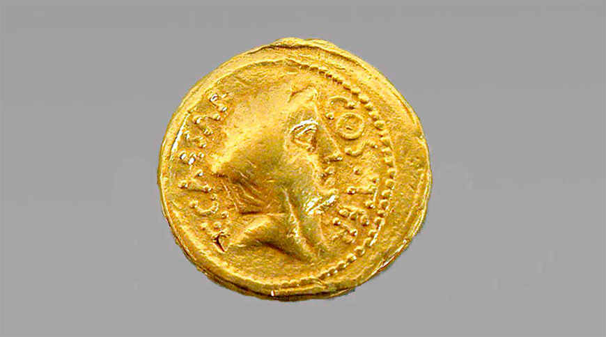 Áureo de oro de Julio César, 46 a. C.