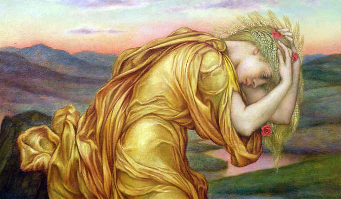 "Deméter de luto por Perséfone" de Evelyn De Morgan, 1906