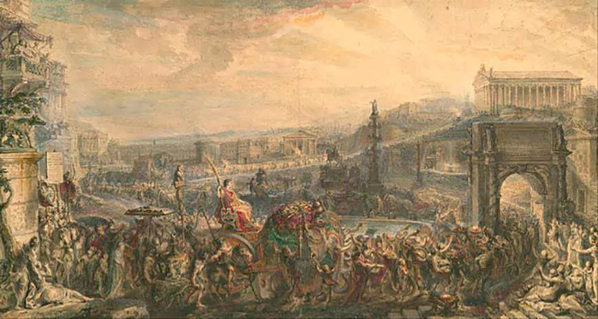 El triunfo de Pompeyo. Gabriel de Saint-Aubin. 1765.