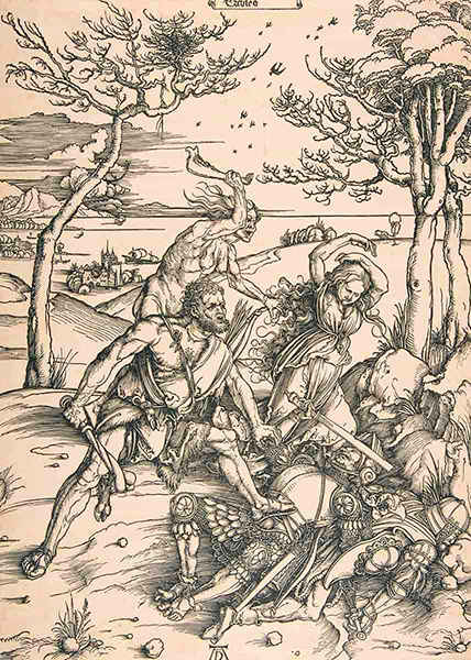 "Hércules matando a los gemelos Moliónides", de Alberto Durero, 1496. Fuente: Museo Metropolitano de Arte