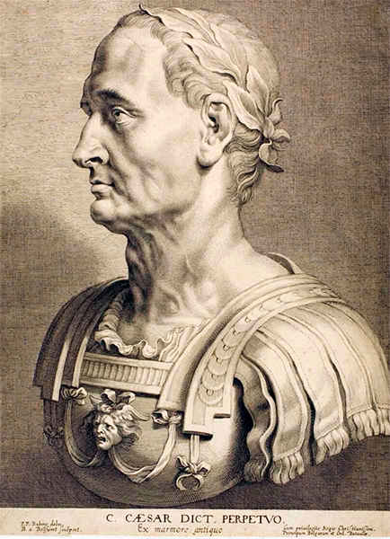 "Julio César, el dictador eterno" de la serie "Doce famosos griegos y romanos" de Boethius Adams Bolster (basado en Peter Paul Rubens), circa 1633. commons.wikimedia