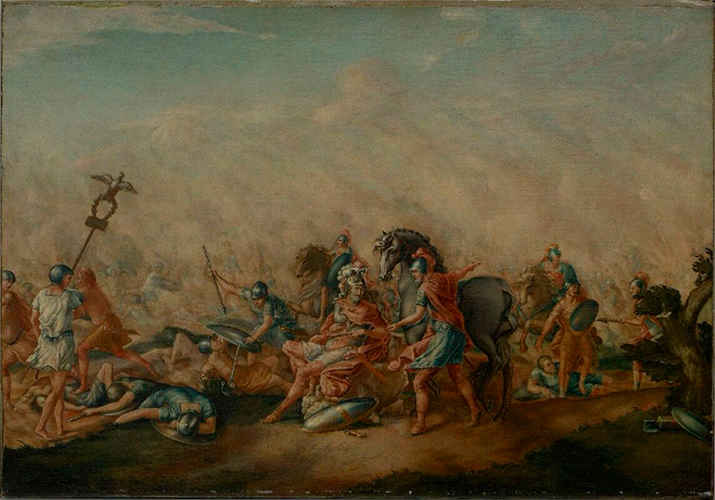 La muerte de Pablo Emilio en la batalla de Cannas, por John Trumbull, 1773.