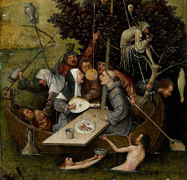 "La nave de los locos" de El Bosco, circa 1490-1500. Fuente: Louvre, París.