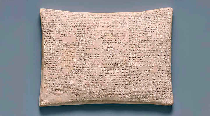 Reconstrucción de una tablilla babilónica del diluvio, siglo XIX, basada en un original del siglo VII a. C. Fuente: Museo Metropolitano de Arte.